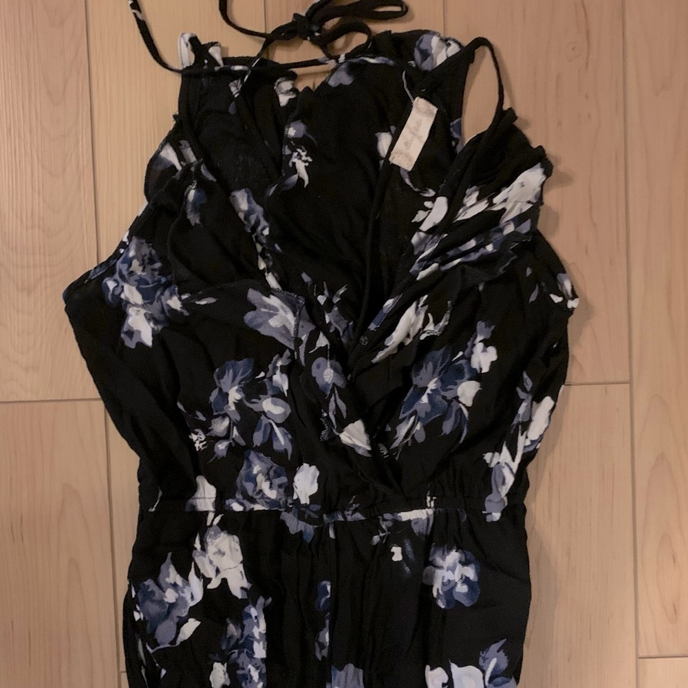 Wide-Leg Floral Halter Jumpsuit